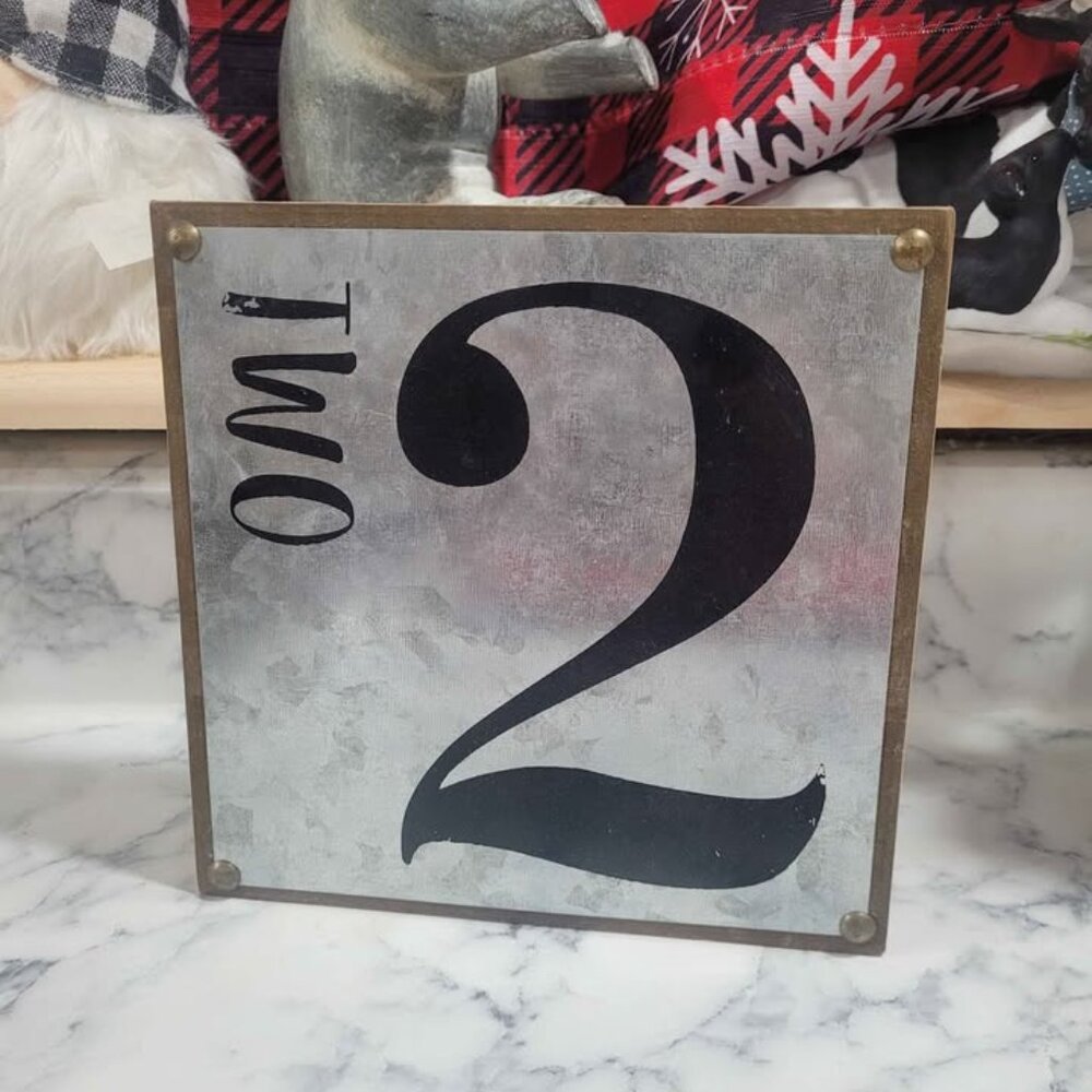 2 Year Old Wood Metal Sign Rustic (Some wear)